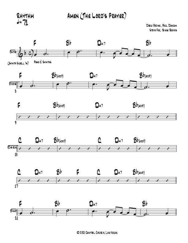 Amen (The Lord's Prayer) Rhythm Chart (Central Live)