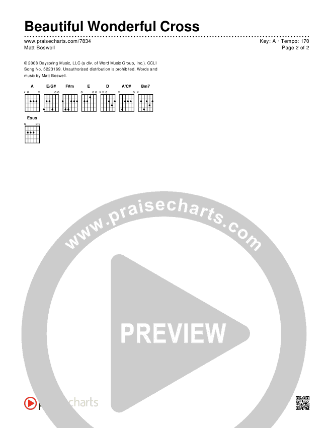 Beautiful Wonderful Cross Chords & Lyrics (Matt Boswell)