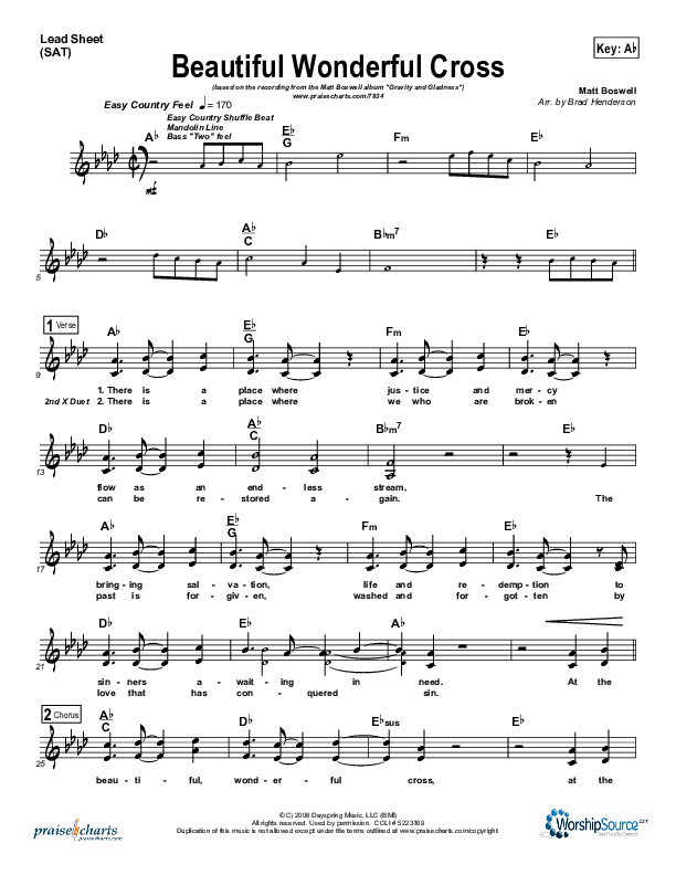 Beautiful Wonderful Cross Lead (SAT) (Matt Boswell)