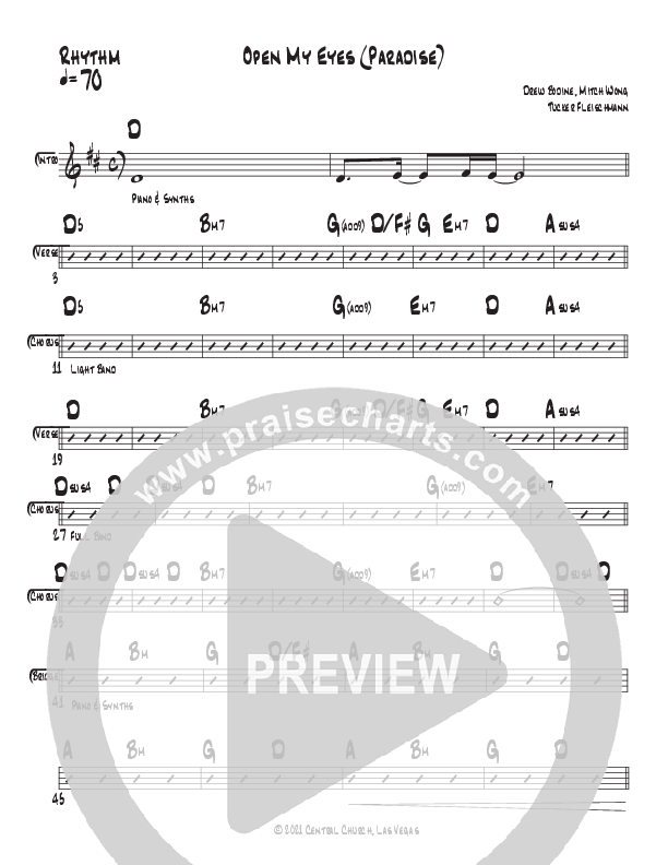 Open My Eyes (Paradise) Rhythm Chart (Central Live)