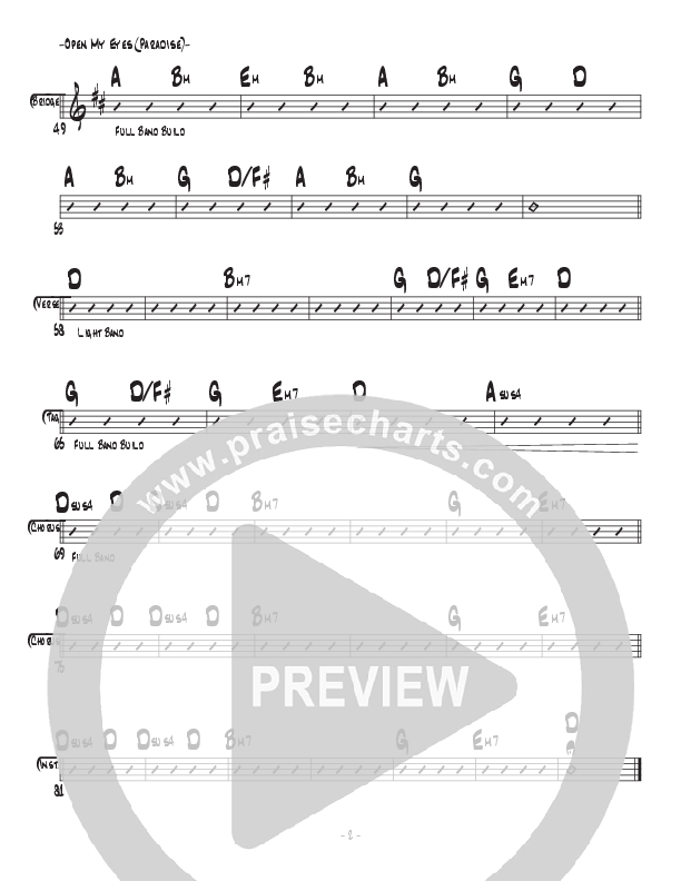 Open My Eyes (Paradise) Rhythm Chart (Central Live)