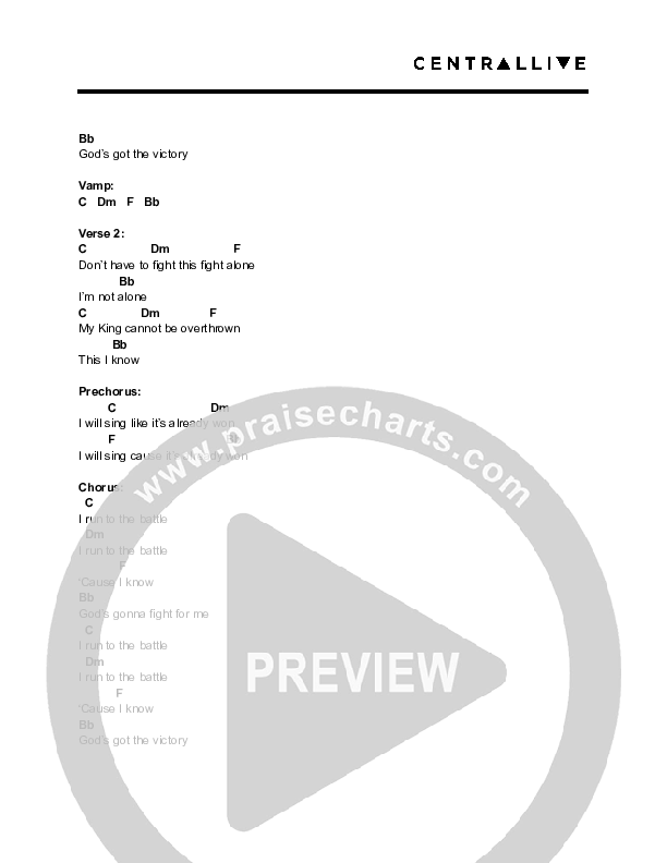 Run To The Battle Chord Chart (Central Live)
