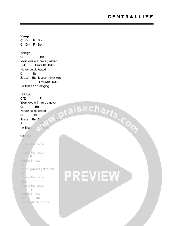 Run To The Battle Chord Chart (Central Live)
