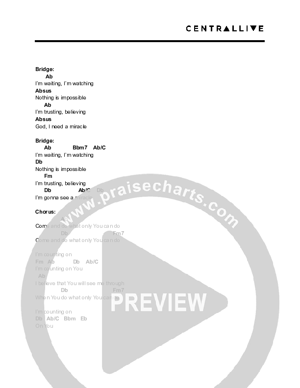 Counting On You Chord Chart (Central Live)