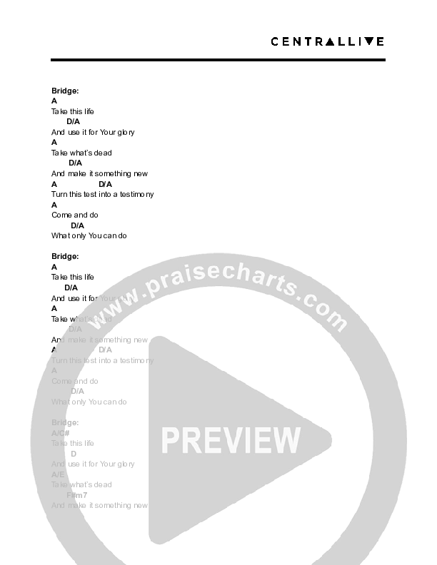 Wonder In The Wilderness Chord Chart (Central Live)