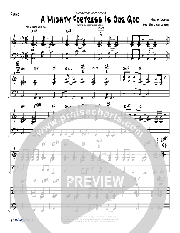 A Mighty Fortress (Instrumental) Piano Sheet (Brad Henderson)