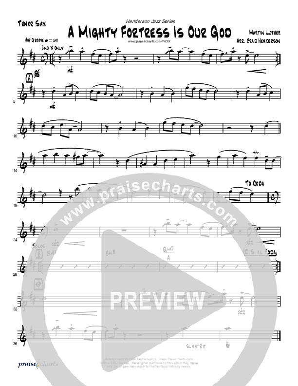 A Mighty Fortress (Instrumental) Tenor Sax 2 (Brad Henderson)