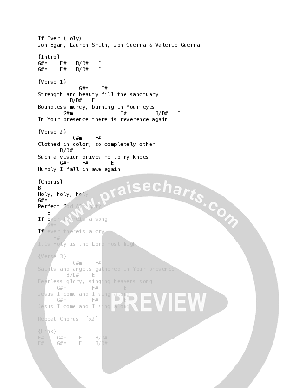 If Ever (Holy) (Live) Chord Chart (New Life Worship / Jon Egan)