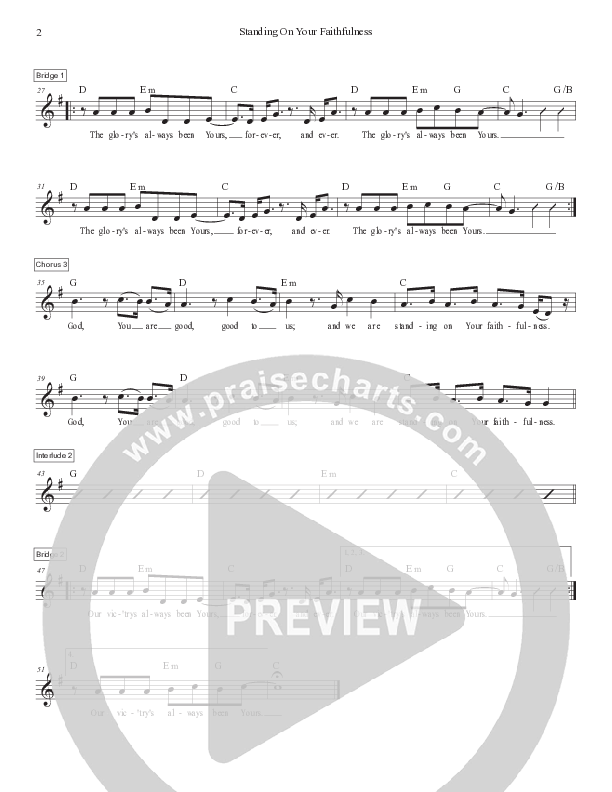 Standing On Your Faithfulness (Live) Lead Sheet Melody (Victory House Worship)