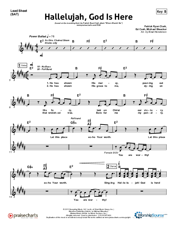 Hallelujah God Is Here Lead Sheet (SAT) (Patrick Ryan Clark)
