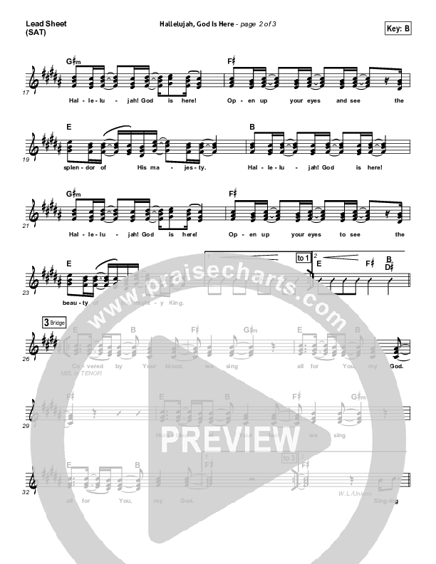 Hallelujah God Is Here Lead Sheet (SAT) (Patrick Ryan Clark)
