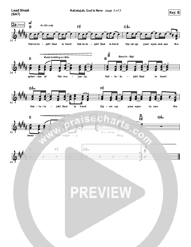Hallelujah God Is Here Lead Sheet (SAT) (Patrick Ryan Clark)