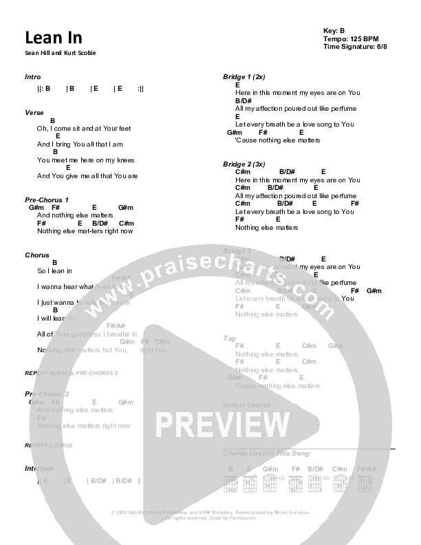 Lean In (Live) Chord Chart (Victory House Worship)