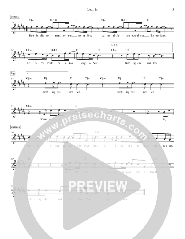 Lean In (Live) Lead Sheet Melody (Victory House Worship)