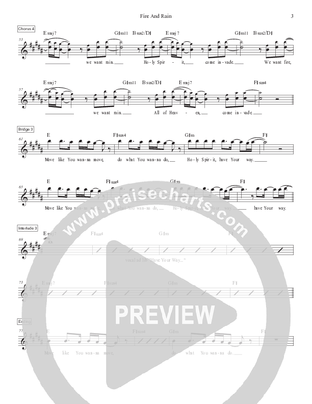 Fire And Rain (Live) Lead Sheet Melody (Victory House Worship)