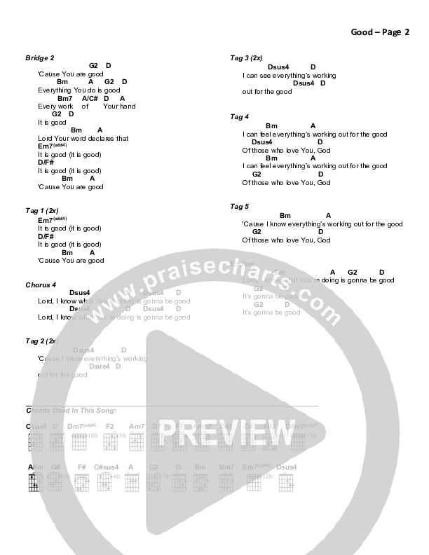 Good (Live) Chord Chart (Victory House Worship)