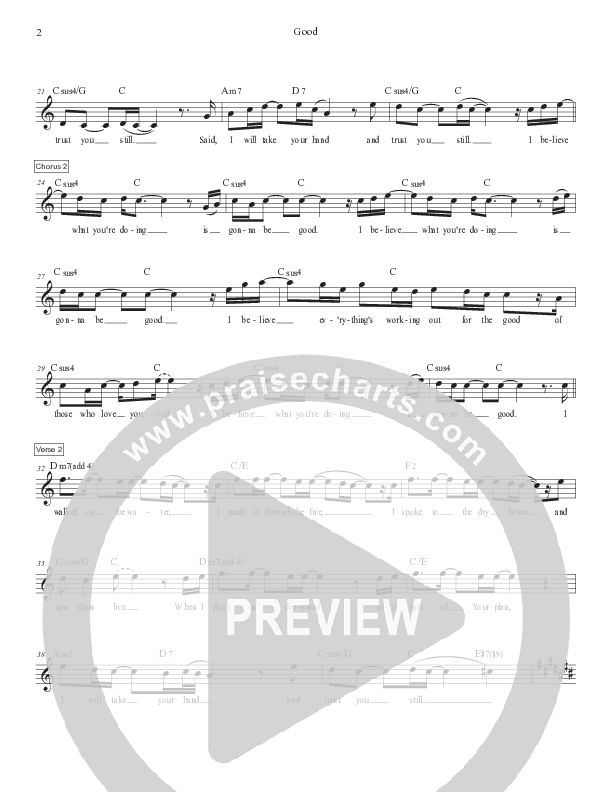 Good (Live) Lead Sheet Melody (Victory House Worship)