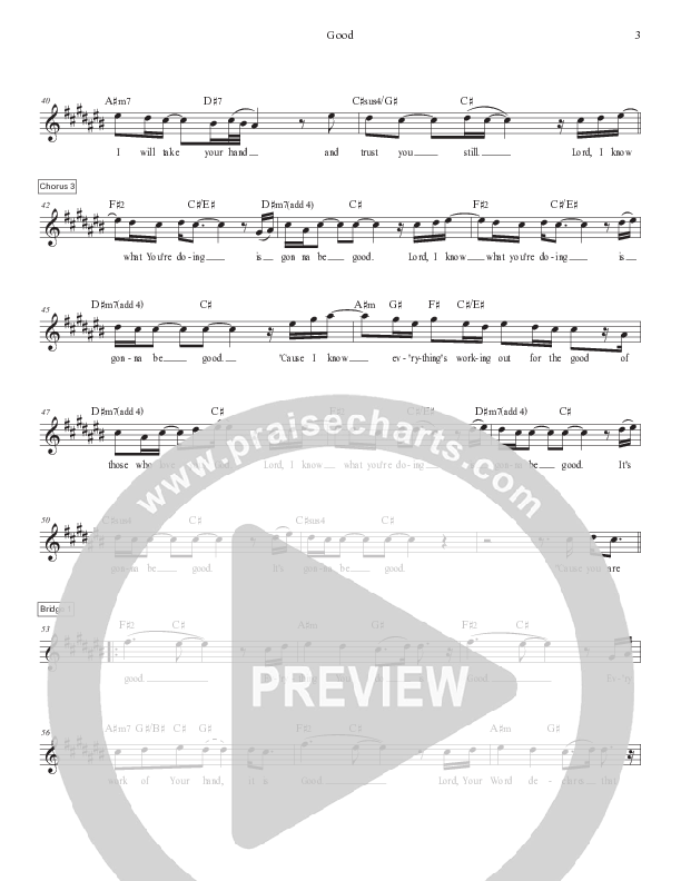 Good (Live) Lead Sheet Melody (Victory House Worship)