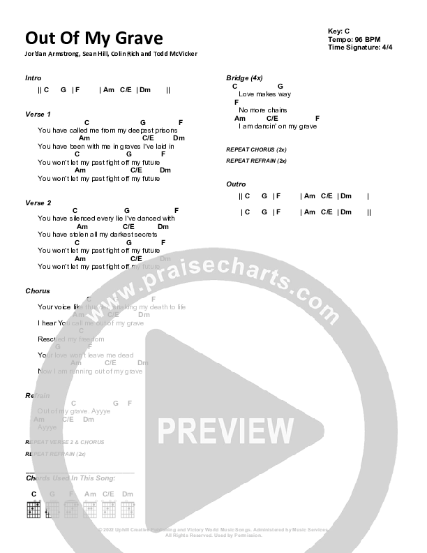 Out Of My Grave (Live) Chord Chart (Victory House Worship)