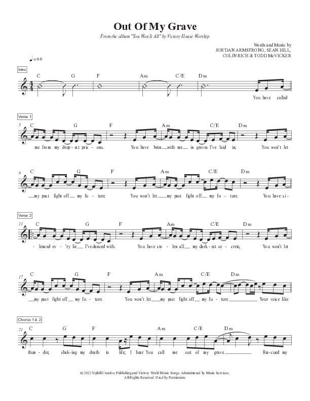 Out Of My Grave (Live) Lead Sheet Melody (Victory House Worship)