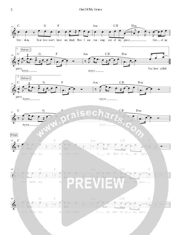 Out Of My Grave (Live) Lead Sheet Melody (Victory House Worship)