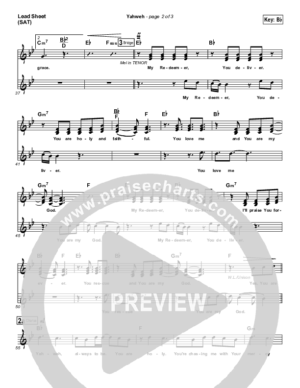 Yahweh Lead Sheet (Patrick Ryan Clark)