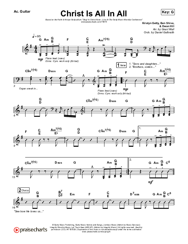 Christ Is All In All (Live) Acoustic Guitar (Keith & Kristyn Getty)