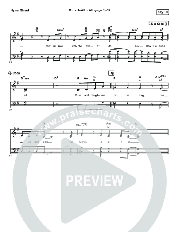 Christ Is All In All (Live) Hymn Sheet (Keith & Kristyn Getty)