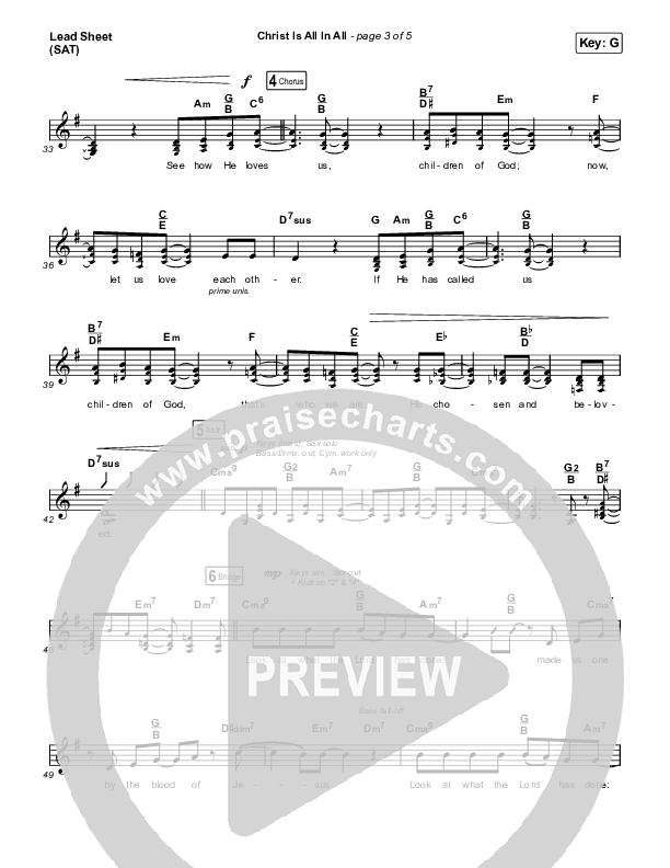 Christ Is All In All (Live) Lead Sheet (SAT) (Keith & Kristyn Getty)