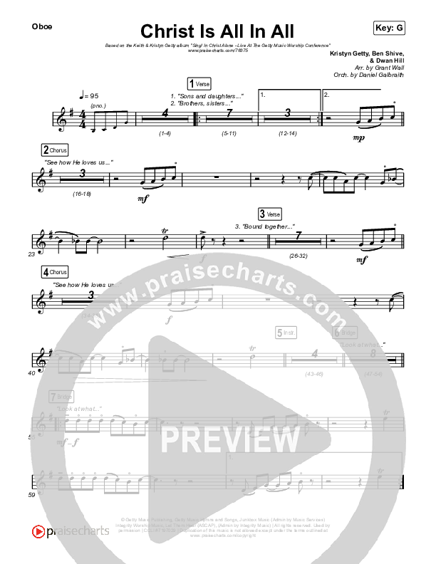 Christ Is All In All (Live) Oboe (Keith & Kristyn Getty)