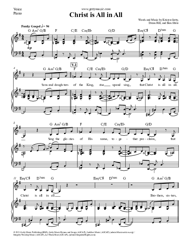 Christ Is All In All (Live) Rhythm/Melody (Keith & Kristyn Getty)