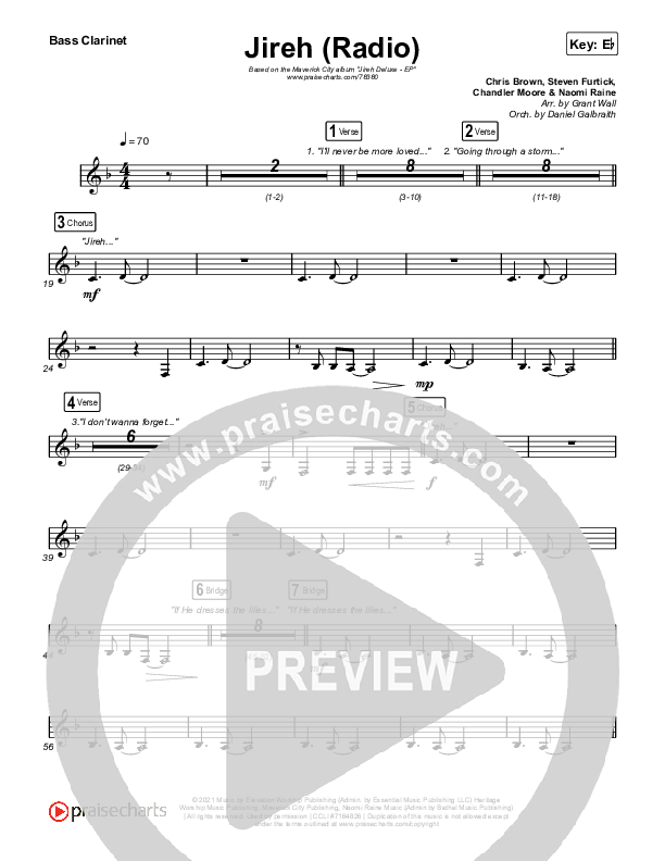 Jireh (Radio) Bass Clarinet (Maverick City Music / Chandler Moore / Naomi Raine)