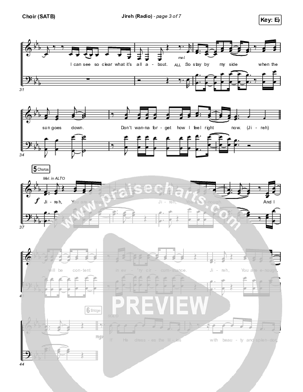 Jireh (Radio) Choir Sheet (SATB) (Maverick City Music / Chandler Moore / Naomi Raine)