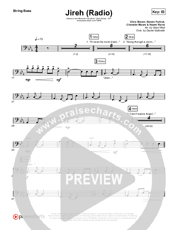 Jireh (Radio) Double Bass (Maverick City Music / Chandler Moore / Naomi Raine)