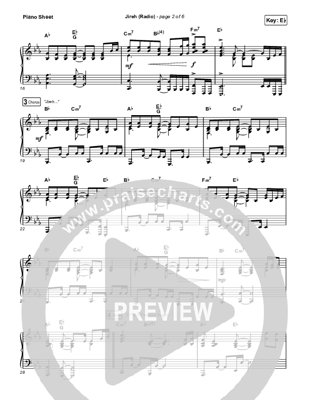 Jireh (Radio) Piano Sheet (Maverick City Music / Chandler Moore / Naomi Raine)