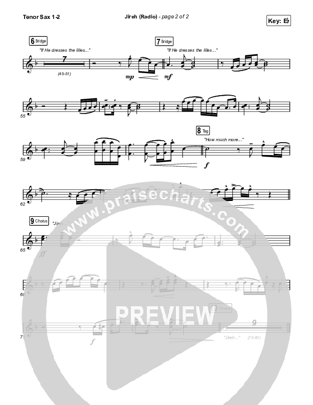 Jireh (Radio) Tenor Sax 1/2 (Maverick City Music / Chandler Moore / Naomi Raine)