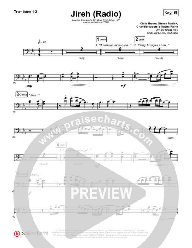 Jireh (Radio) Trombone 1/2 (Maverick City Music / Chandler Moore / Naomi Raine)