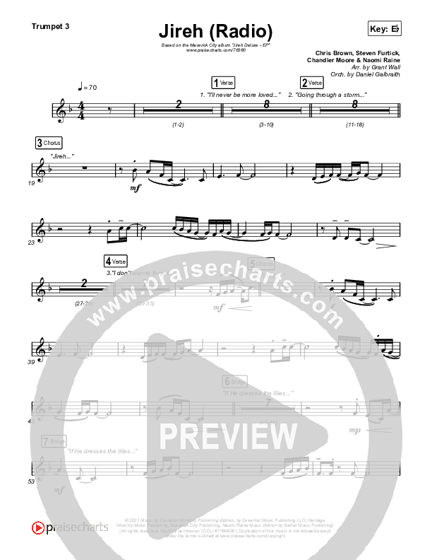 Jireh (Radio) Trumpet 3 (Maverick City Music / Chandler Moore / Naomi Raine)
