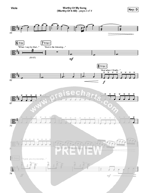 Worthy Of My Song (Worthy Of It All) Viola (Phil Wickham / Chandler Moore)