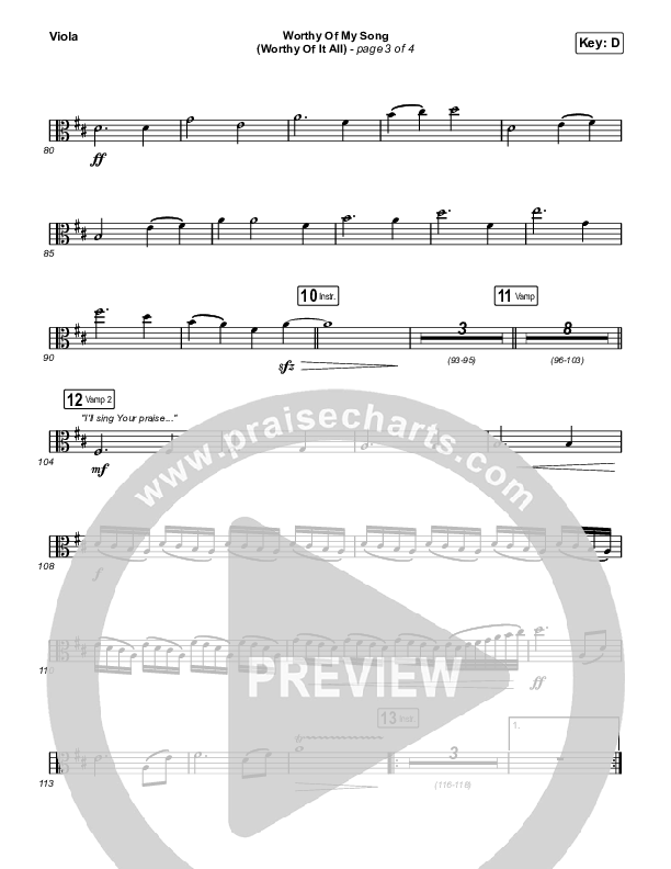 Worthy Of My Song (Worthy Of It All) Viola (Phil Wickham / Chandler Moore)