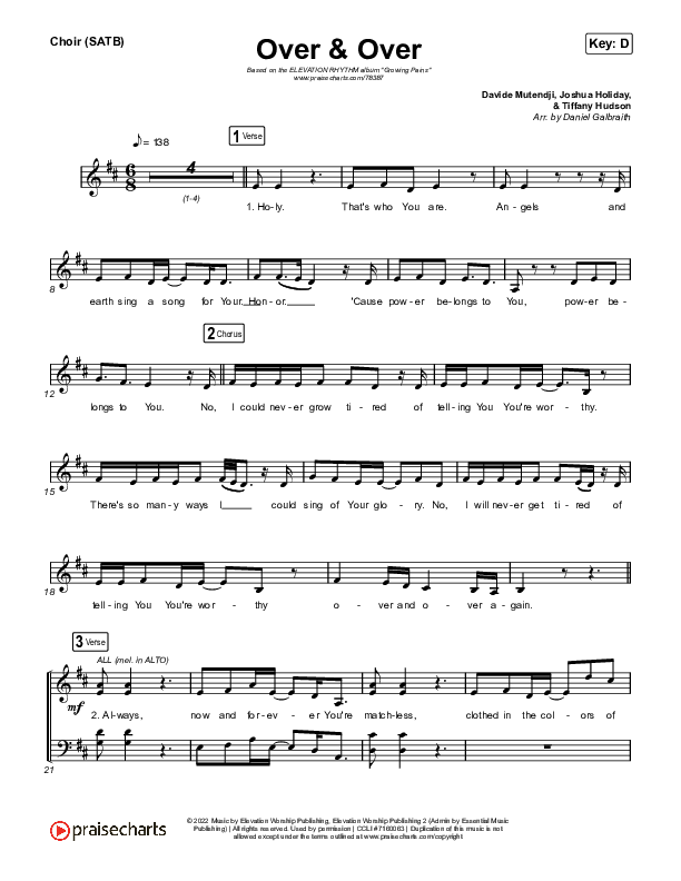 Over & Over Choir Sheet (SATB) (ELEVATION RHYTHM)
