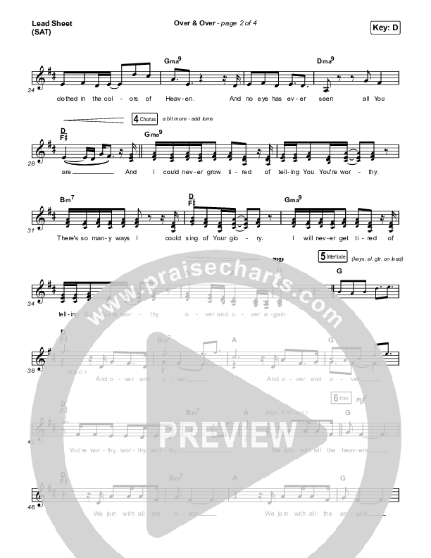 Over & Over Lead Sheet (SAT) (ELEVATION RHYTHM)