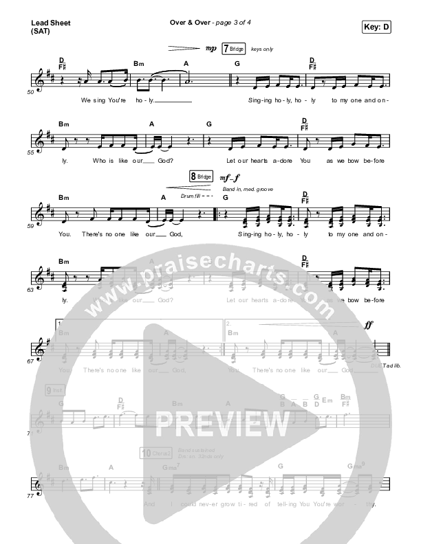 Over & Over Lead Sheet (SAT) (ELEVATION RHYTHM)