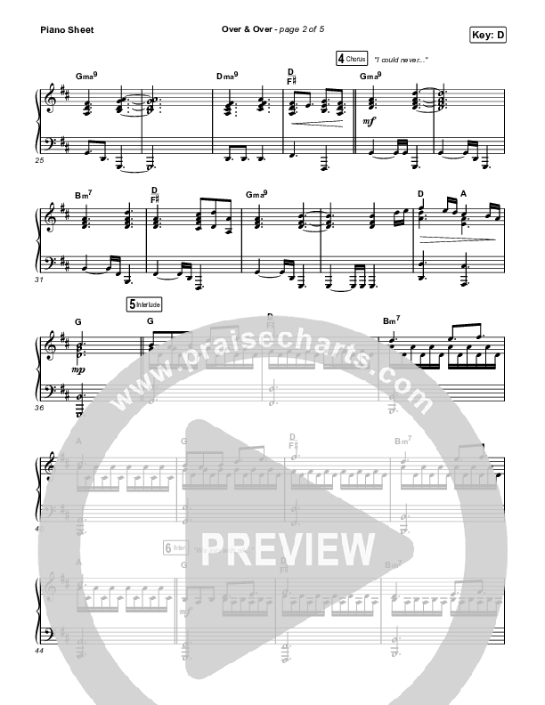 Over & Over Piano Sheet (ELEVATION RHYTHM)