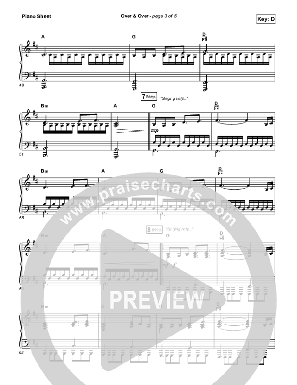 Over & Over Piano Sheet (ELEVATION RHYTHM)