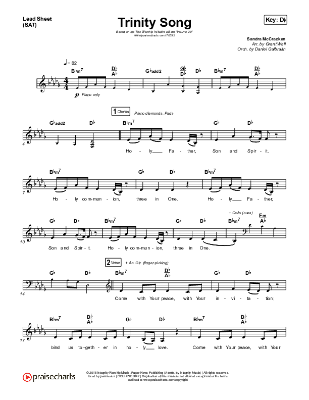 Trinity Song Lead Sheet (SAT) (The Worship Initiative)