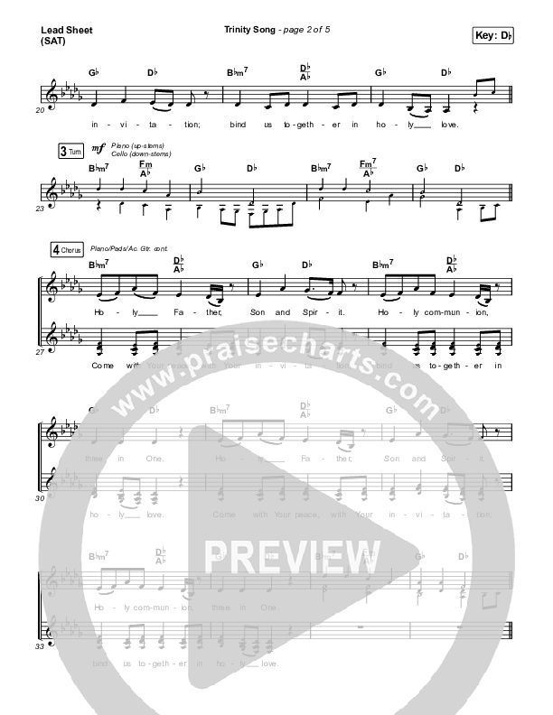 Trinity Song Lead Sheet (SAT) (The Worship Initiative)