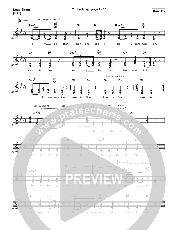 Trinity Song Lead Sheet (SAT) (The Worship Initiative)