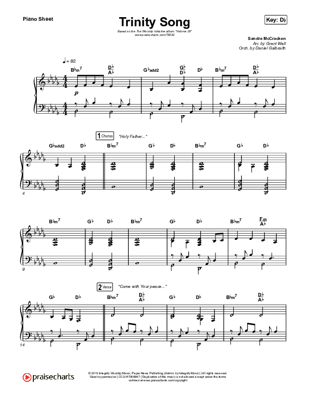 Trinity Song Piano Sheet (The Worship Initiative)