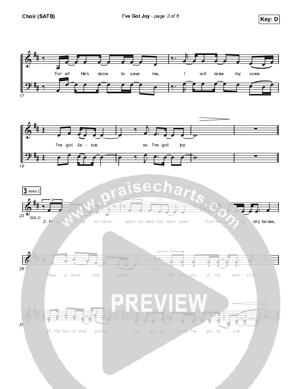 I've Got Joy Choir Sheet (SATB) (CeCe Winans)